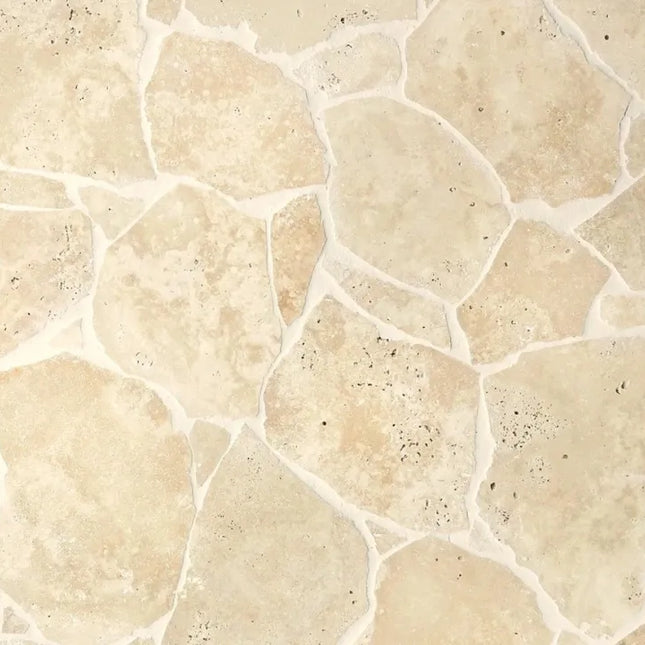 Outdoor Stone Crazy Paving Classic Light Travertine 250~600X20mm