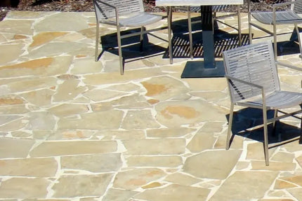 Outdoor Stone Crazy Paving Sicily Beige Limestone 200~600X15~30mm