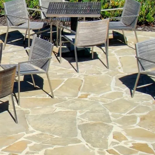 Outdoor Stone Crazy Paving Sicily Beige Limestone 200~600X15~30mm