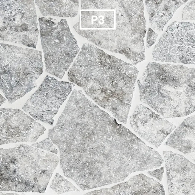 Outdoor Stone Crazy Paving Silver Travertine 250~600X20mm