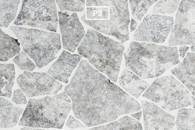 Outdoor Stone Crazy Paving Silver Travertine 250~600X20mm