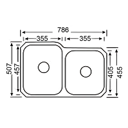 Cora Stainless Steel Undermount Sink 1 & 3/4 Bowl 808 X 490mm