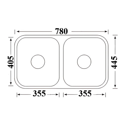 Cora Stainless Steel Undermount Sink Double Bowls 780 X 445 X 180mm