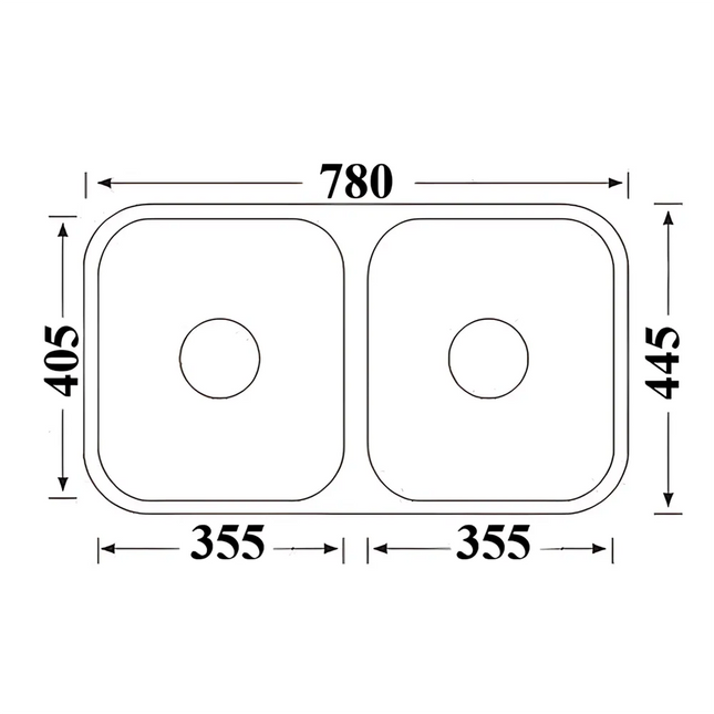 Cora Stainless Steel Undermount Sink Double Bowls 780 X 445 X 180mm