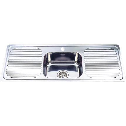 Stainless Steel Sink Single Bowl & Double Drainers 1180 X 480 X 170mm