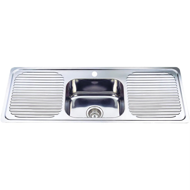 Stainless Steel Sink Single Bowl & Double Drainers 1180 X 480 X 170mm