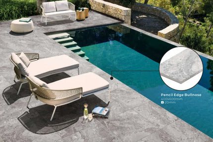 In/Out Travertine Look Windy Grey Bullnose Pencil Edge 400X600X20