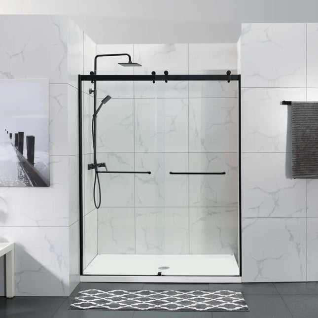 Frameless By-passing Sliding Doors Shower Screen 1180-1800 X 2000mm Matte Black