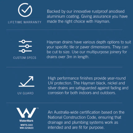 [Bulk Buy Per Full Length] Tile-In 21mm Depth Linear Aluminium Drain Brushed Black