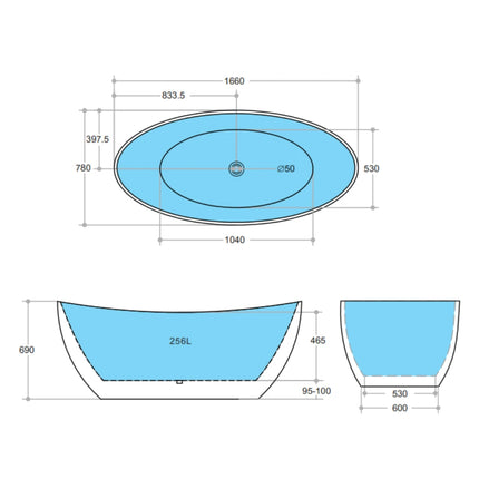 Bathroom Gloss or Matt White Evo Floor Freestanding Bathtub with No Overflow 1660X780X690 ,