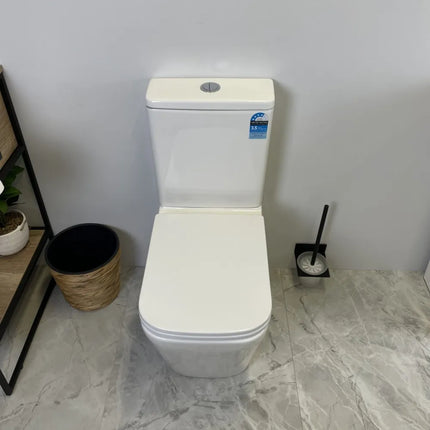 Essex Rimless Back to Wall Toilet Suite Gloss White 605X340X810