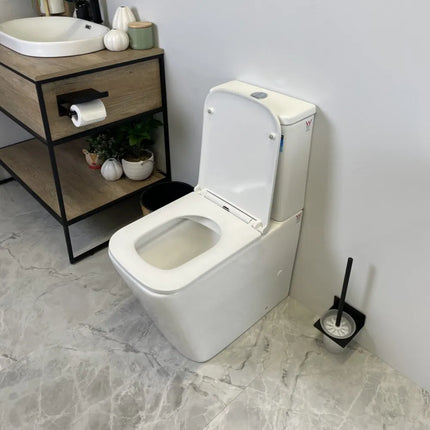 Essex Rimless Back to Wall Toilet Suite Gloss White 605X340X810