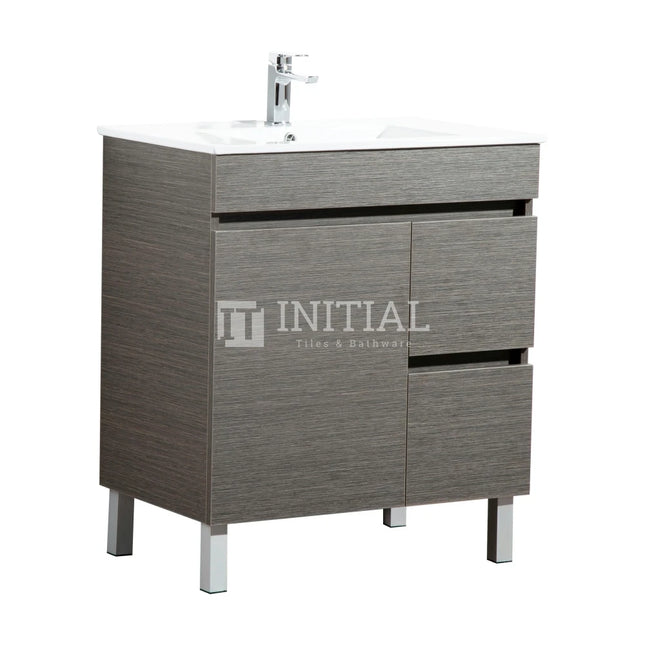 Essence Wood Grain Freestanding Vanity with 1 Door and 2 Drawers Left Side Dark Brown 740W X 860H X 455D ,