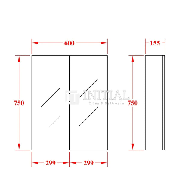 Essence 600 Shaving Cabinet, Dark Brown, 2 Solid Doors ,