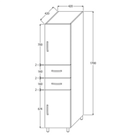 Fienza Unicab Tallboy, 1 Glass Panel Door, 1 Solid Door 2 Drawers ,