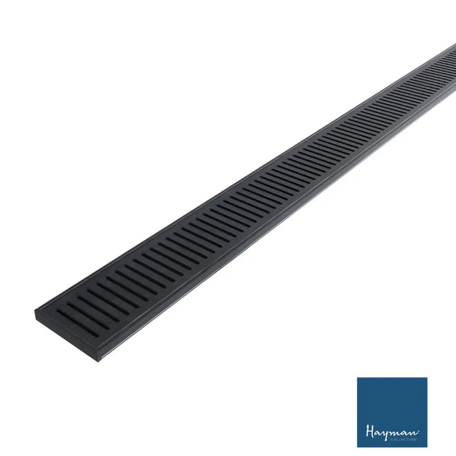 Grate 14mm Depth Linear Aluminium Drain Brushed Black 76mm Outlet 1000~3000mm