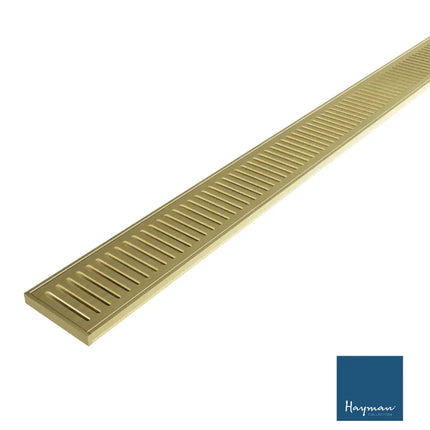 Grate 14mm Depth Linear Aluminium Drain Brushed Gold 76mm Outlet 1000~3000mm