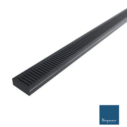 Grate 35mm Depth Linear Aluminium Drain Brushed Black 76mm Outlet 1000~3000mm