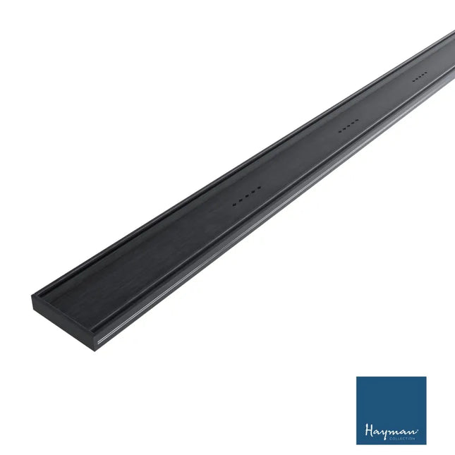 Tile-In 21mm Depth Linear Aluminium Drain Brushed Black 76mm Outlet 1000~3000mm