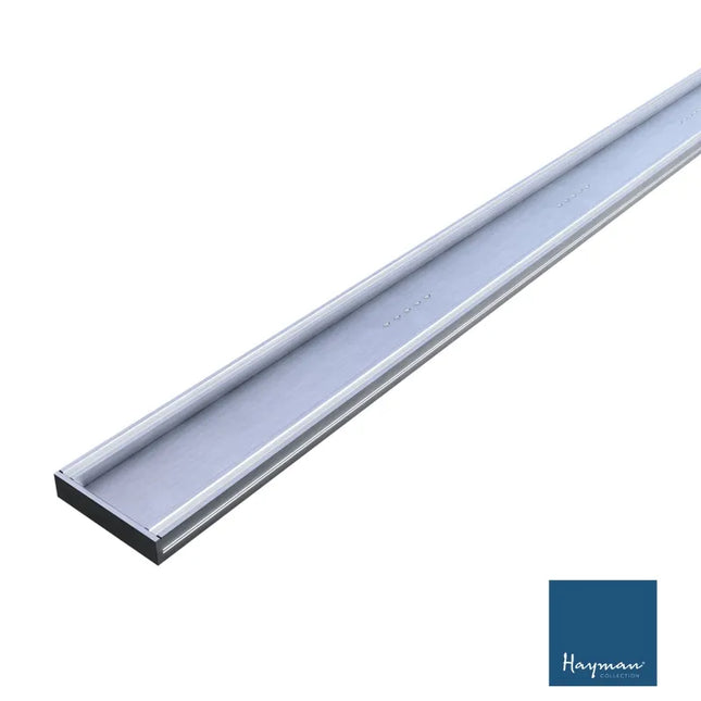 Tile-In 21mm Depth Linear Aluminium Drain Brushed Silver 76mm Outlet 1100~3000mm