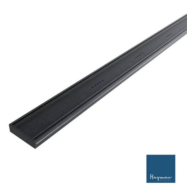 Tile-In 26mm Depth Linear Aluminium Drain Brushed Black 76mm Outlet 1000~3000mm