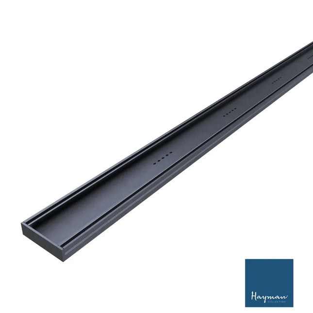 Tile-In 26mm Depth Linear Aluminium Drain Brushed Gun Metal 76mm Outlet 1000~3000mm