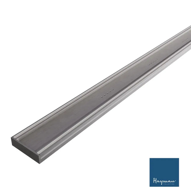 Tile-In 26mm Depth Linear Aluminium Drain Brushed Nickel 76mm Outlet 1100~3000mm