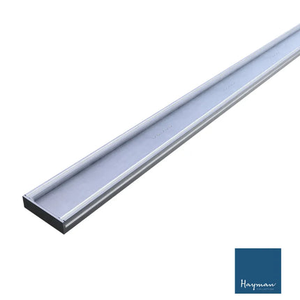 Tile-In 26mm Depth Linear Aluminium Drain Brushed Silver 76mm Outlet 1100~3000mm