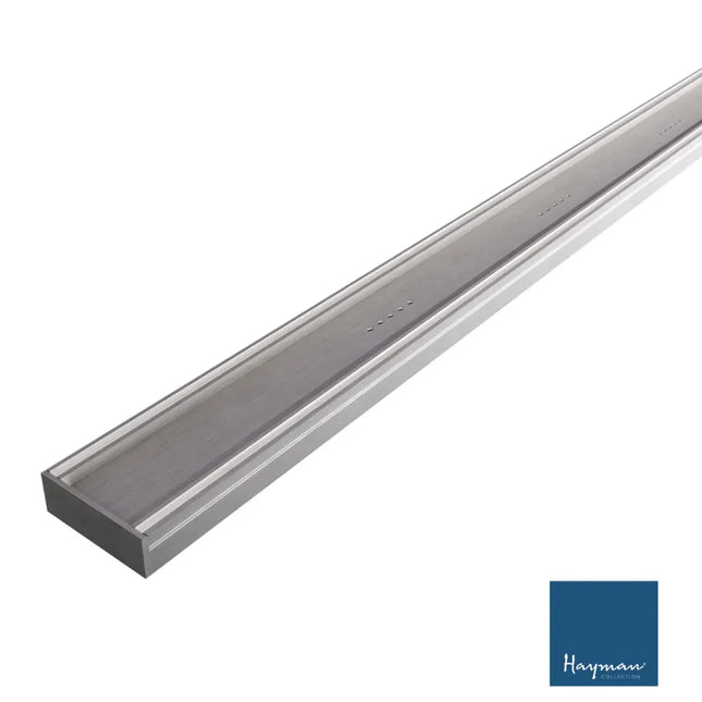 Tile-In 35mm Depth Linear Aluminium Drain Brushed Nickel 76mm Outlet 1100~3000mm