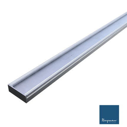 Tile-In 35mm Depth Linear Aluminium Drain Brushed Silver 76mm Outlet 1100~3000mm