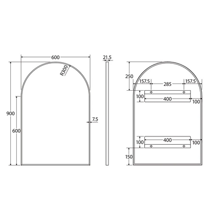 Fienza Arch Framed Mirror Matte Black ,