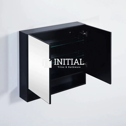 Fremantle 750 Shaving Cabinet, Matte Black, 2 Solid Doors ,