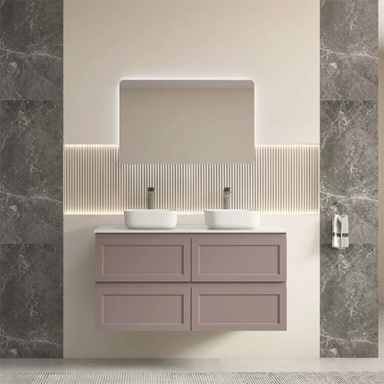 Fremantle Hampton Style Matte Grey Wall Hung Vanity Cabinet & Ceramic Top 1200L X 450W X 560H ,