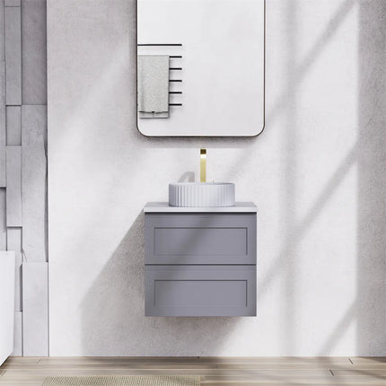 Fremantle Hampton Style Matte Grey Wall Hung Vanity Cabinet & Ceramic Top 600L X 450W X 560H ,