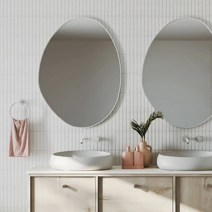 Fienza Pebble Asymmetrical Framed Mirror Matte White ,