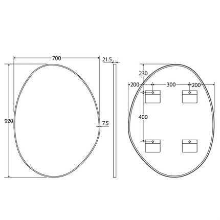 Fienza Pebble Asymmetrical Framed Mirror Matte Black ,