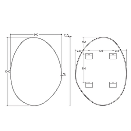 Fienza Pebble Asymmetrical Framed Mirror Matte White ,