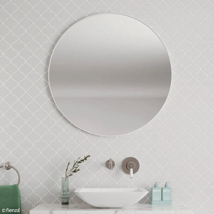 Fienza Reba Round Framed Mirror, Matte White ,