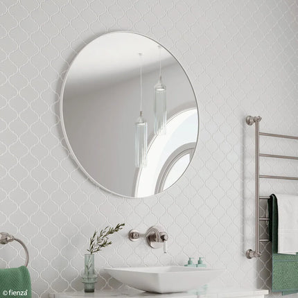 Fienza Reba Round Framed Mirror, Matte White ,