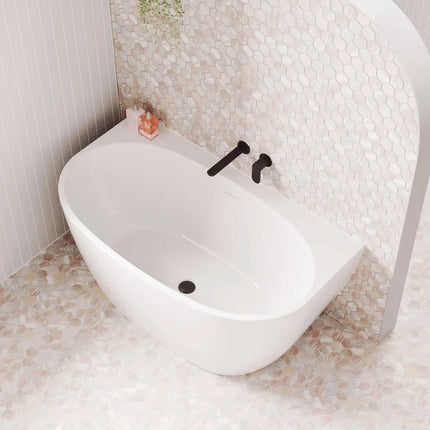 Fienza Keeto Acrylic Back-To-Wall Bath, 1300mm, Gloss White ,
