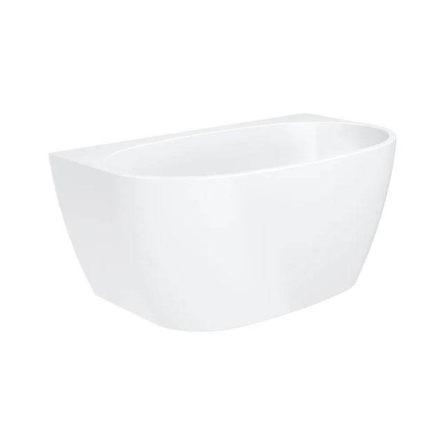 Fienza Keeto Acrylic Back-To-Wall Bath, 1300mm, Gloss White