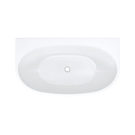 Fienza Keeto Acrylic Back-To-Wall Bath, 1300mm, Gloss White