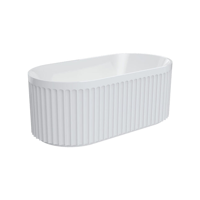 Fienza Eleanor Fluted 1500 Freestanding Acrylic Bath, Gloss White ,