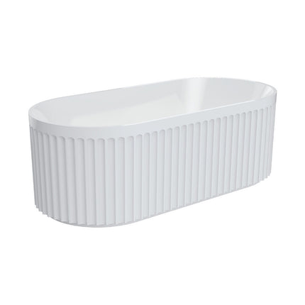 Fienza Eleanor Fluted 1700 Freestanding Acrylic Bath, Gloss White ,