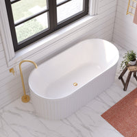Fienza Eleanor Fluted 1700 Freestanding Acrylic Bath, Gloss White ,