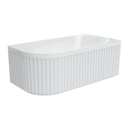 Fienza Eleanor Fluted 1500 Acrylic Corner Bath, Gloss White ,