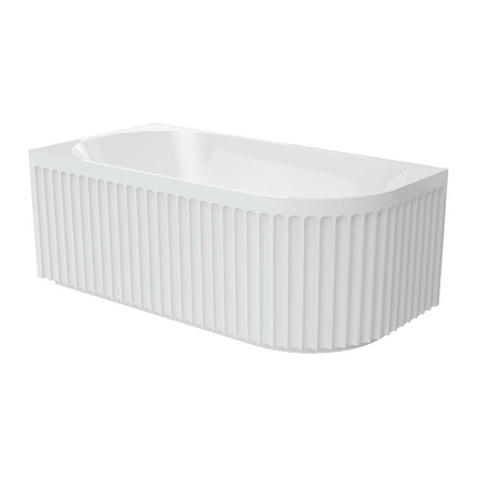 Fienza Eleanor Fluted 1500 Acrylic Corner Bath, Gloss White ,