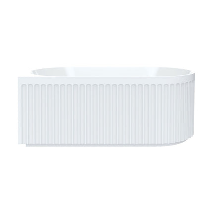 Fienza Eleanor Fluted 1500 Acrylic Corner Bath, Gloss White ,