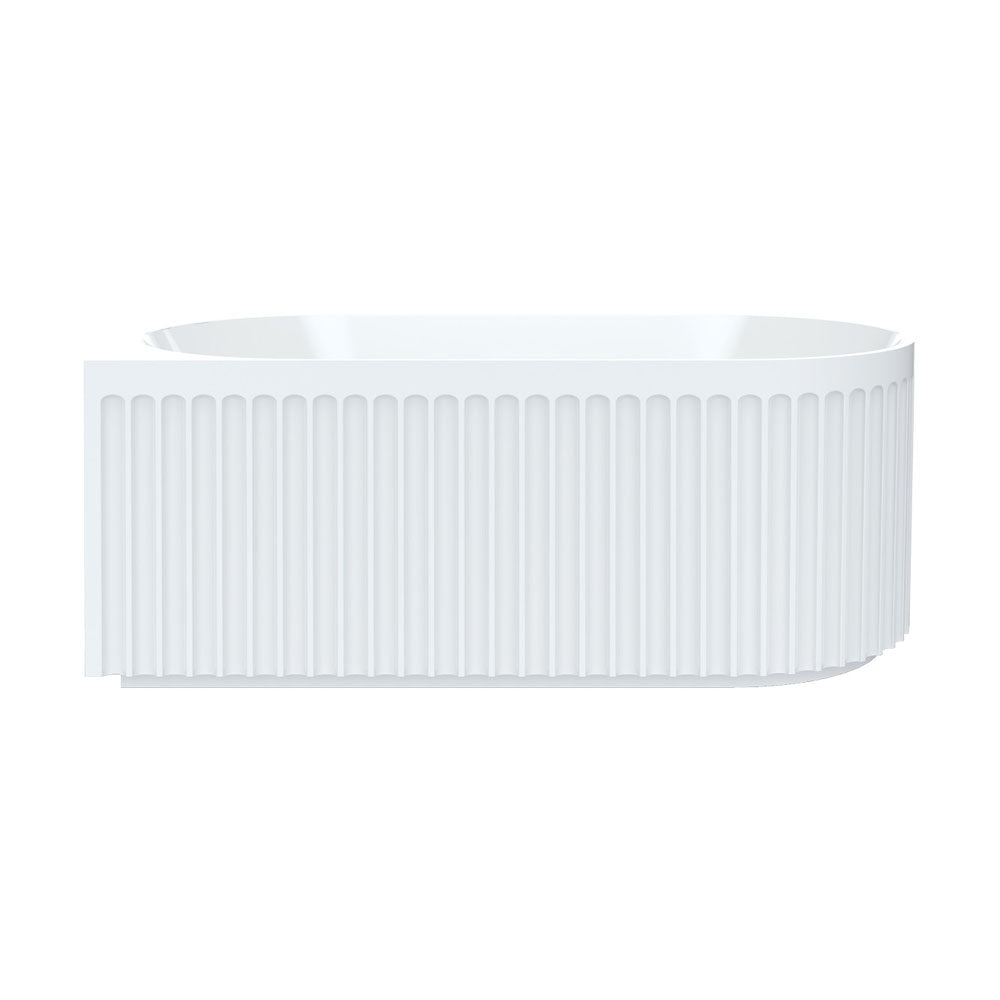 Fienza Eleanor Fluted 1500 Acrylic Corner Bath, Gloss White