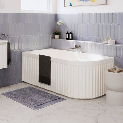 Fienza Eleanor Fluted 1500 Acrylic Corner Bath, Gloss White , Right-Hand